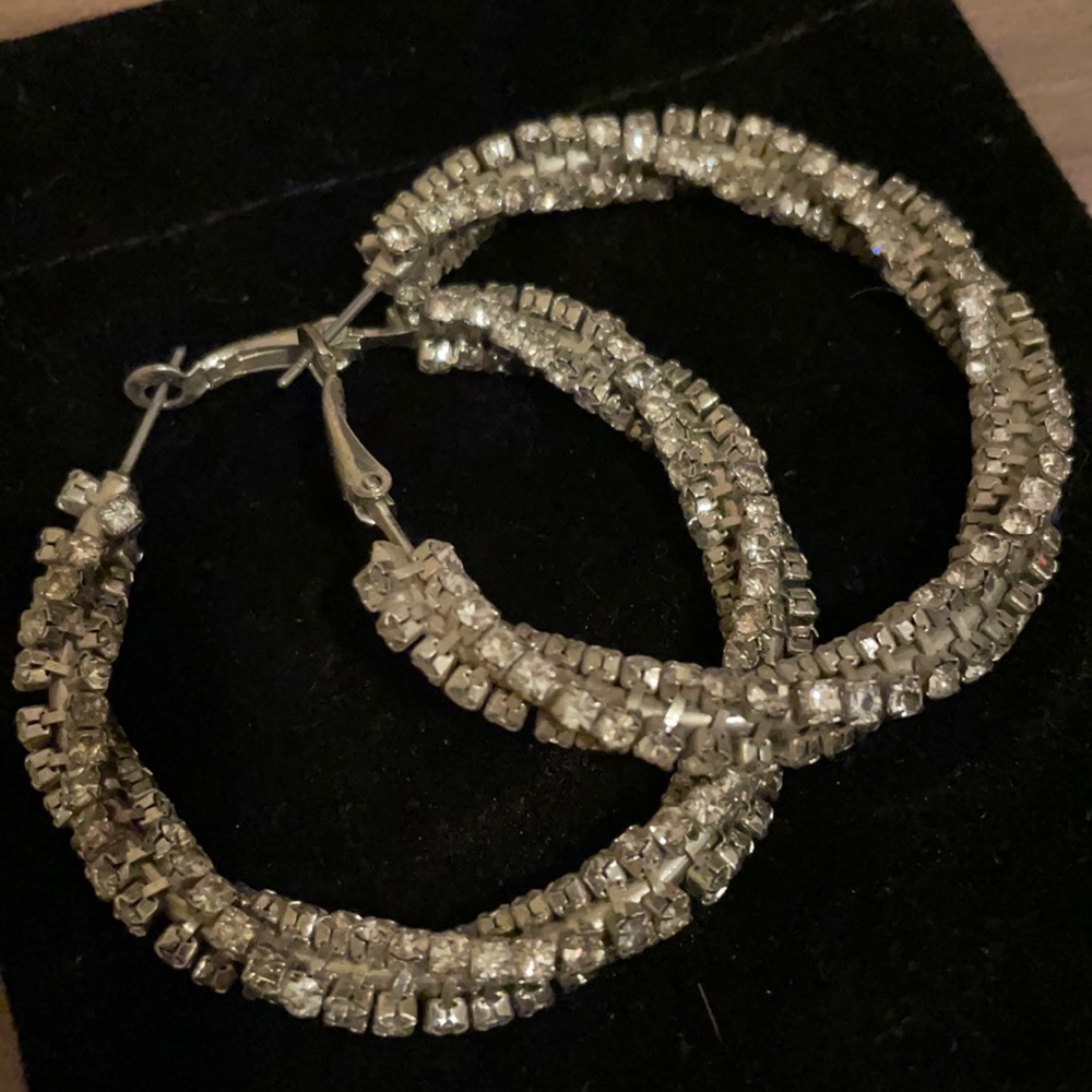 Rhinestone Large Hoop Earrings